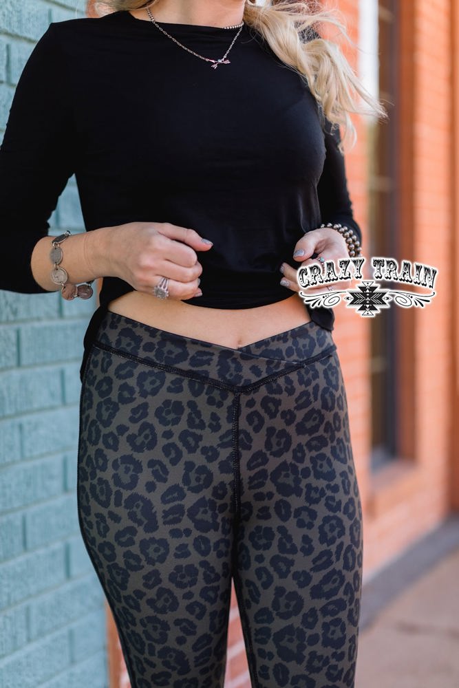 Crazy Train Inside Out Reversible Leggings, Brown Leopard