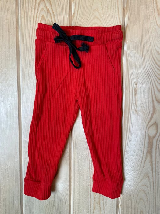 Beauts & Beaus Boy's Red Ribbed Jogger