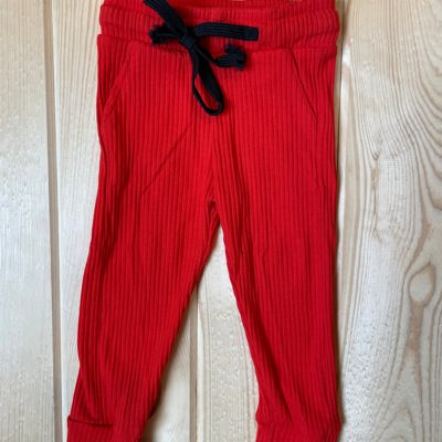 Beauts & Beaus Boy's Red Ribbed Jogger