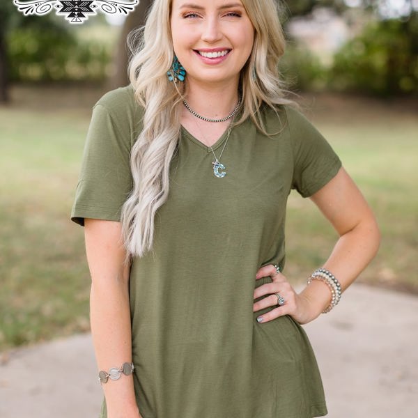 Crazy Train Forever Fave Solid Short Sleeve Top, Olive