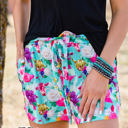  Crazy Train Floral Frenzy Highlander Shorts, Turquoise