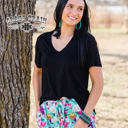  Crazy Train Floral Frenzy Highlander Shorts, Turquoise