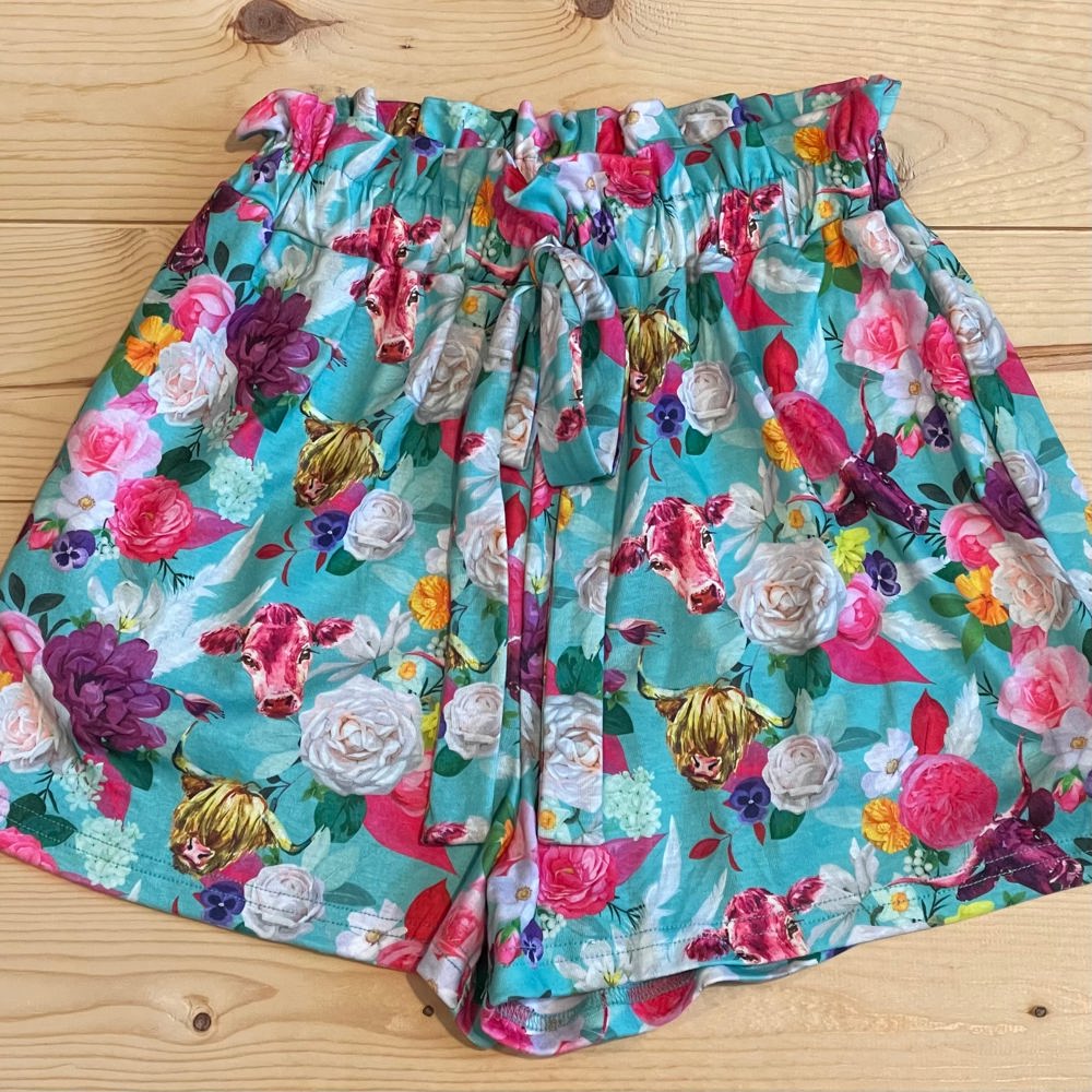 Crazy Train Floral Frenzy Highlander Shorts, Turquoise