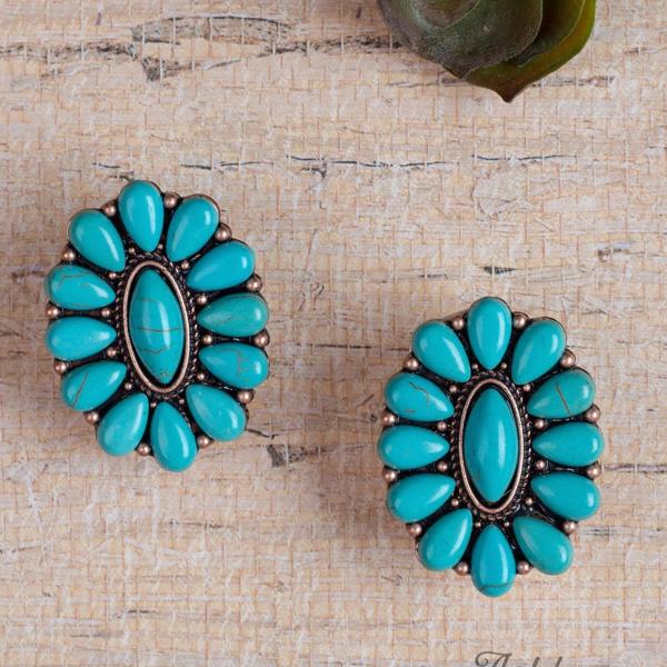 Ashlyn Rose Once and Floral Turquoise Stone Bonnet Copper Earrings