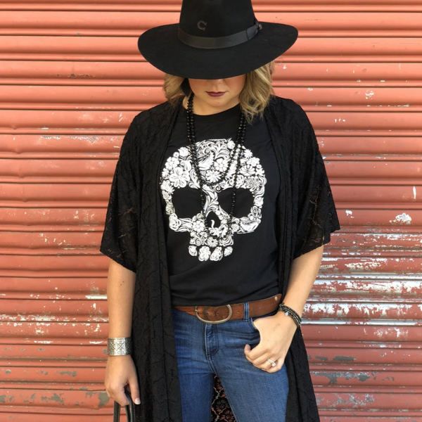 Texas True Threads Sugar Skull Tee, Black 