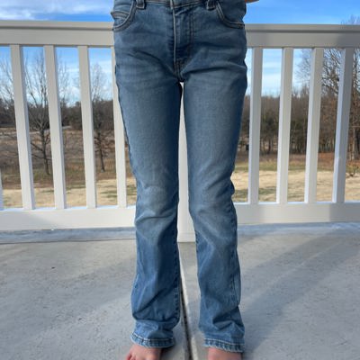 Lucky & Blessed Girl's Mid Wash Mid Rise Bootcut Jeans E01