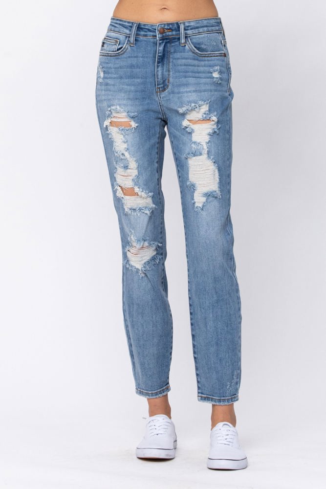 Judy Blue High Waist Destroyed Boyfriend Denim 82170