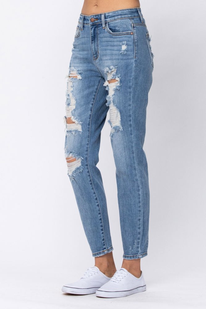 Judy Blue High Waist Destroyed Boyfriend Denim 82170