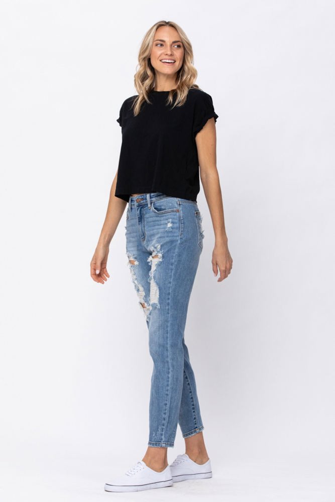 Judy Blue High Waist Destroyed Boyfriend Denim 82170