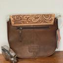  American Darling ADBGA211A Tooled Leather Hair on Hide Crossbody Purse, Brown