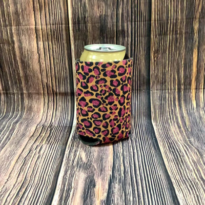 The Swanky Blossom Regular Can Cooler, Pink Leopard