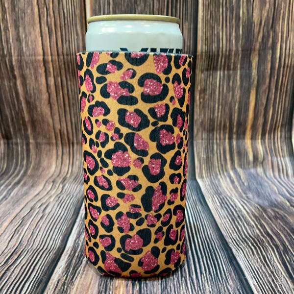 The Swanky Blossom Slim Can Cooler, Pink Leopard