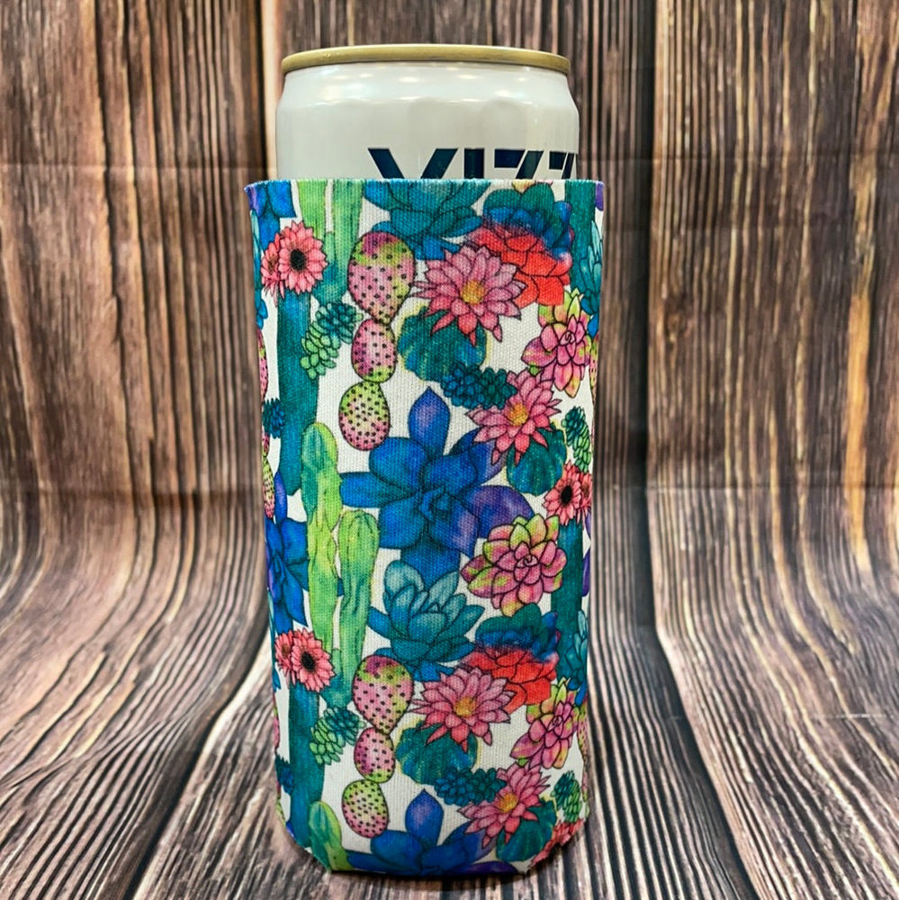 The Swanky Blossom Slim Can Cooler, Cactus & Flowers