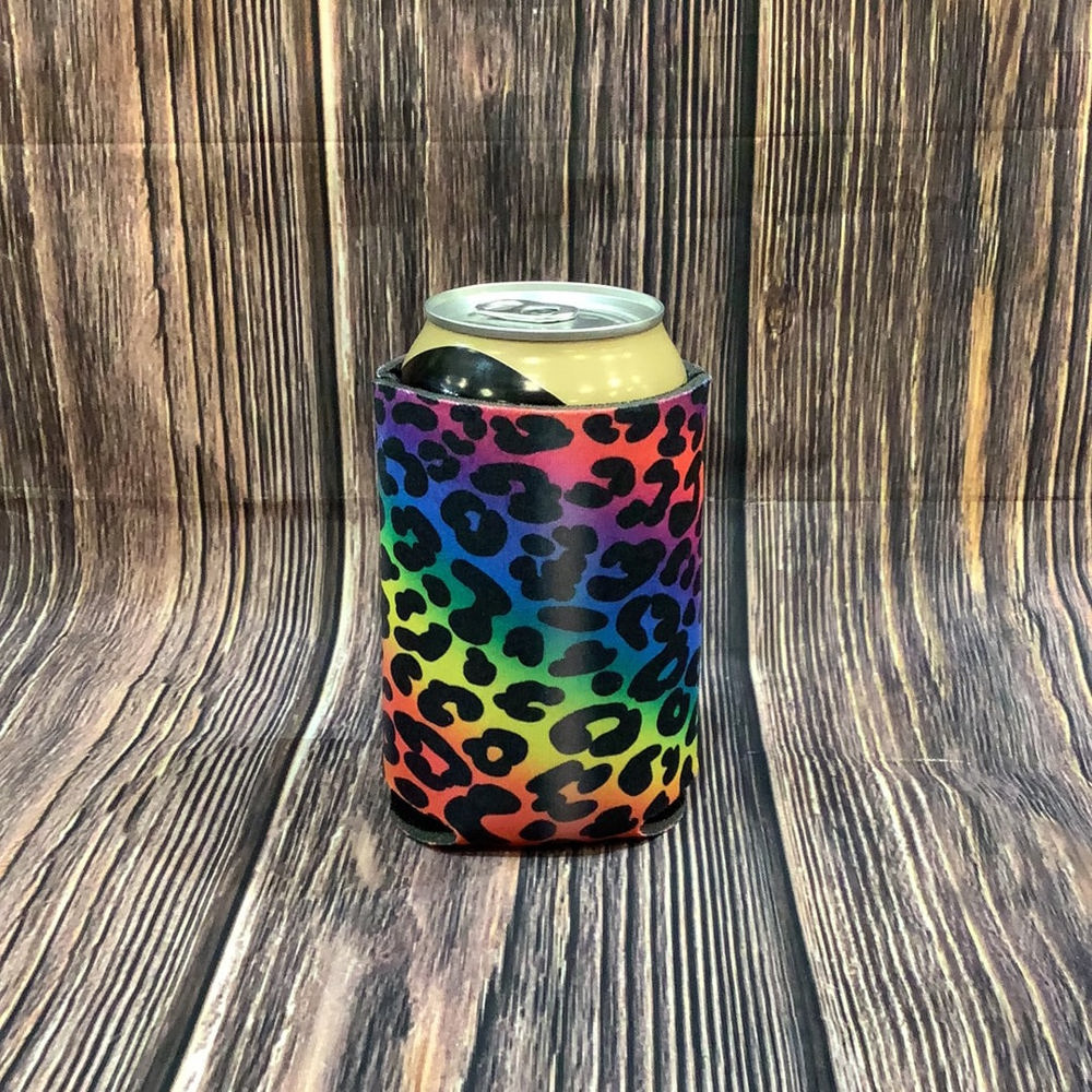 The Swanky Blossom Regular Can Cooler, Rainbow Leopard