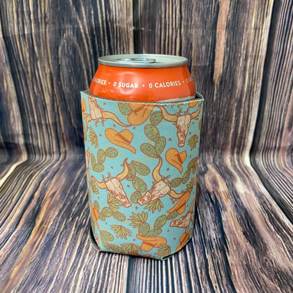 The Swanky Blossom Regular Can Cooler, Bull Skull & Cacti