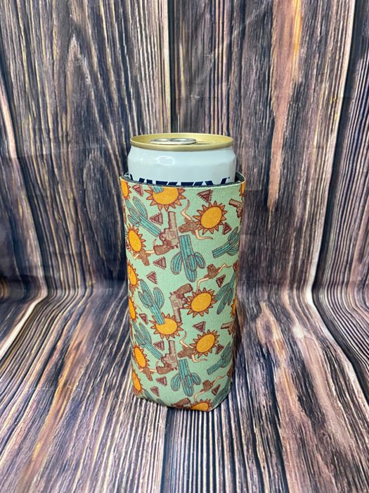 The Swanky Blossom Slim Can Cooler, Green Western