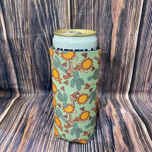 The Swanky Blossom Slim Can Cooler, Green Western