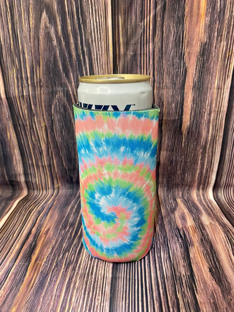 The Swanky Blossom Slim Can Cooler, Blue/Pink Tie Dye