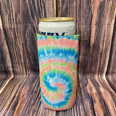 The Swanky Blossom Slim Can Cooler, Blue/Pink Tie Dye