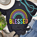  Texas True Threads "Blessed" Rainbow Tee, Charcoal 