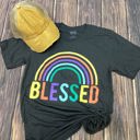  Texas True Threads "Blessed" Rainbow Tee, Charcoal 