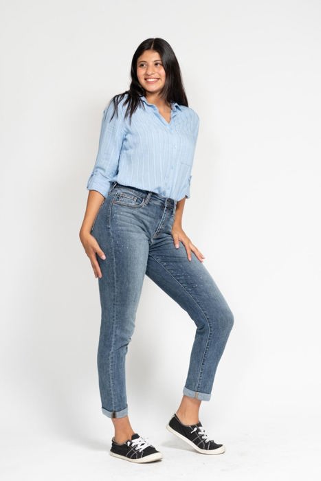 Judy Blue High Waist Bleach Splash Boyfriend Denim 82346