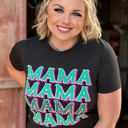  Texas True Threads Leopard "Mama" Repeat Tee, Charcoal 