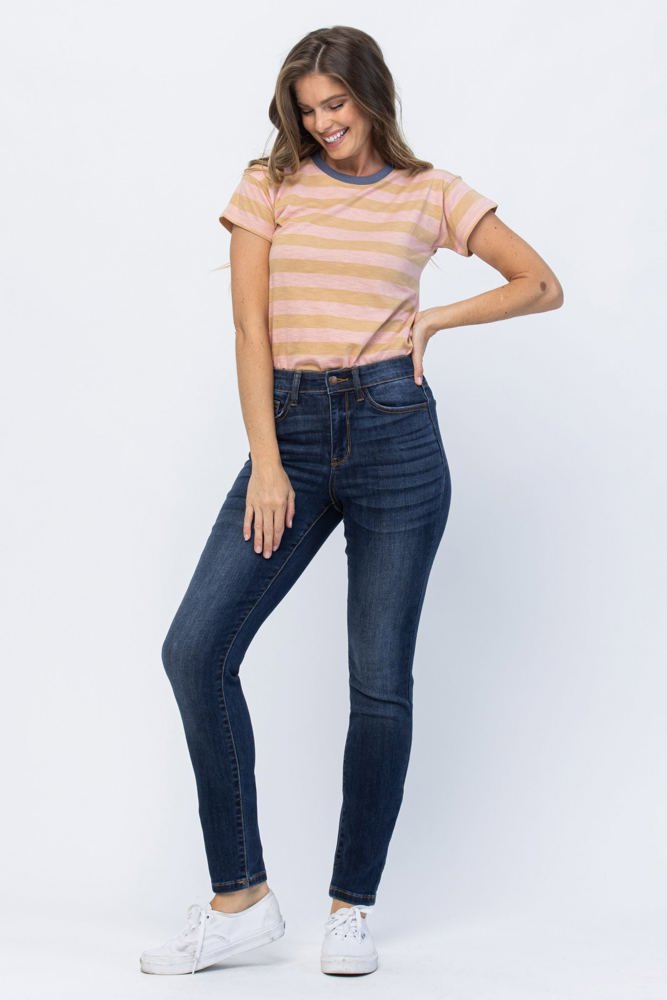 Judy Blue High Waist Relaxed Fit Dark Denim 82325