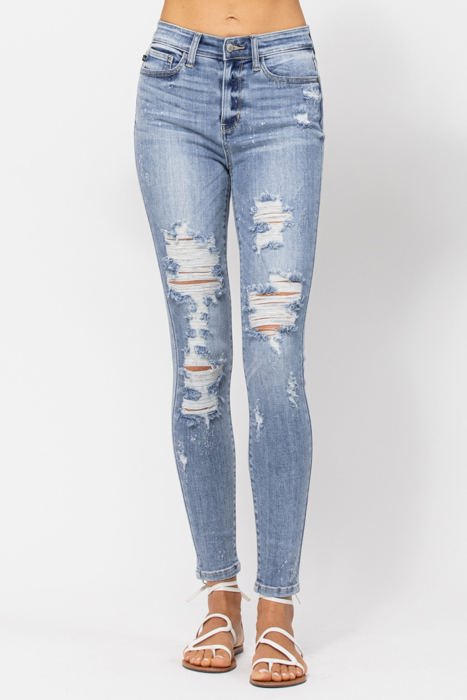 Judy Blue High Waist Skinny Bleached Splash Denim 82293