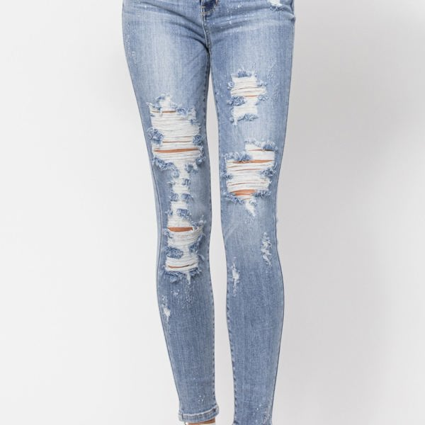 Judy Blue High Waist Skinny Bleached Splash Denim 82293 - Plus