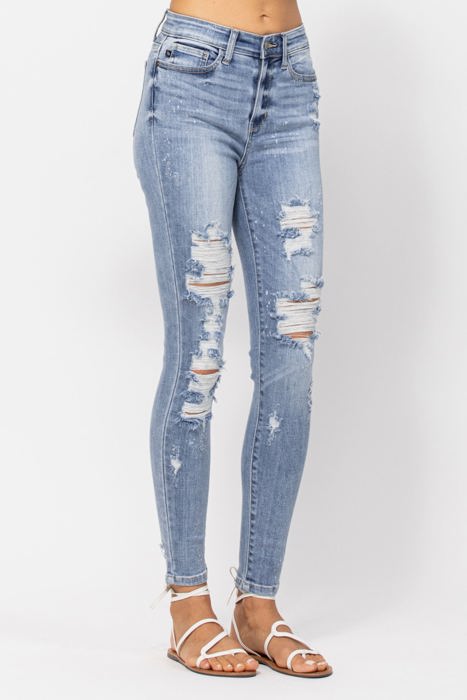 Judy Blue High Waist Skinny Bleached Splash Denim 82293