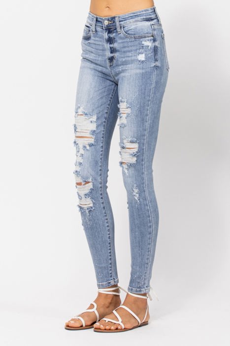 Judy Blue High Waist Skinny Bleached Splash Denim 82293