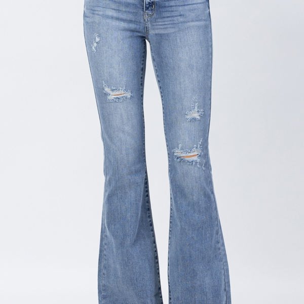 Judy Blue High Waist Destroyed Flare Denim 82377