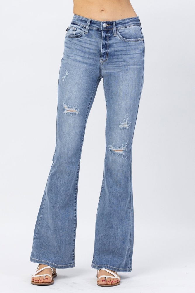 Judy Blue High Waist Destroyed Flare Denim 82377