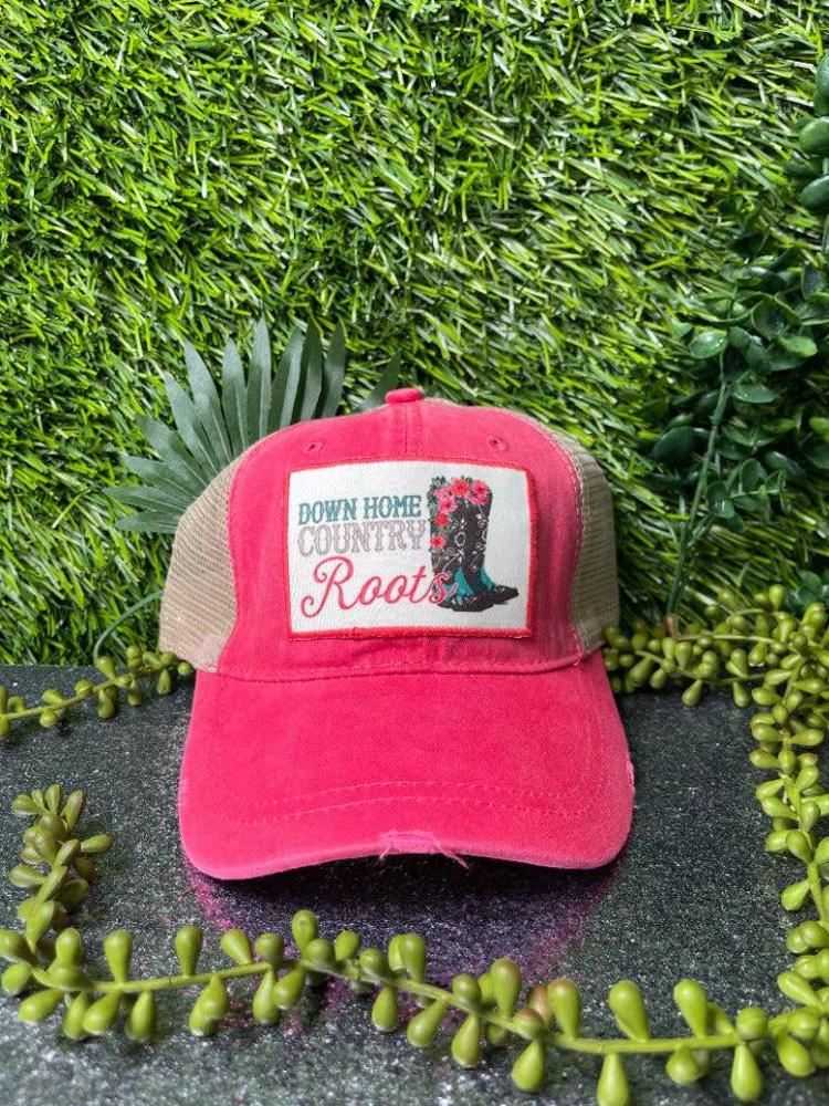 Southern Grace Down Home Country Roots patch on Coral Hat