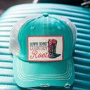  Southern Grace Down Home Country Roots patch on Turquoise Hat