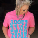  Texas True Threads Comfort Colors "About Damn Time" Tee, Pink & Aqua 