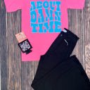  Texas True Threads Comfort Colors "About Damn Time" Tee, Pink & Aqua 