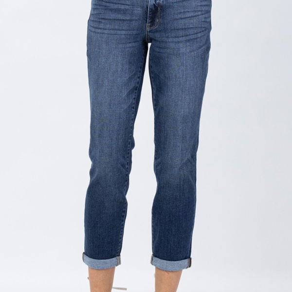 Judy Blue Mid Rise Cuffed Boyfriend Denim 82368