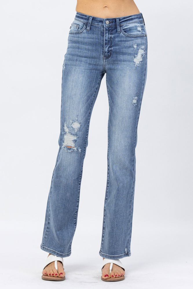 Judy Blue High Waist Destroyed Bootcut Denim 82405 - Plus