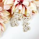  Ashlyn Rose Here comes the bride! White and Gold Beaded Earrings