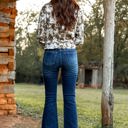  Southern Grace The Hannah High Rise Dark Wash Shark Bite Flare Denim