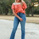  Southern Grace The Hannah High Rise Medium Wash Shark Bite Flare Denim