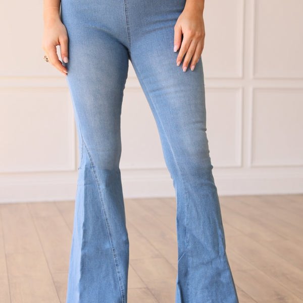 Southern Grace The Jolene High Rise Light Wash Flare Denim