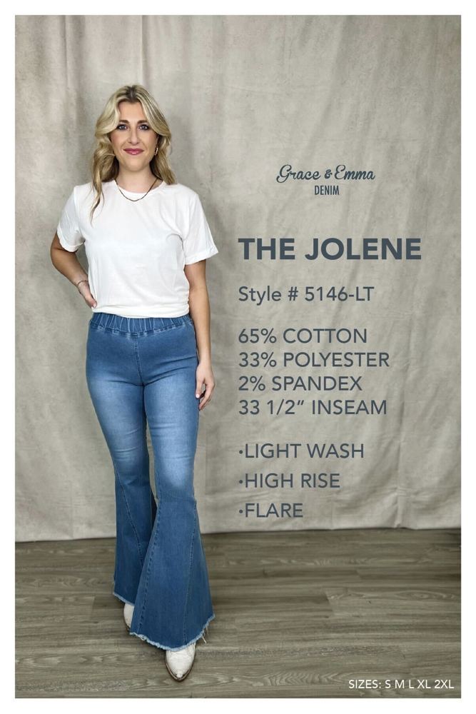 Southern Grace The Jolene High Rise Light Wash Flare Denim