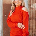  Southern Grace Off the Shoulder Sweater, Red