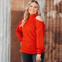  Southern Grace Off the Shoulder Sweater, Red