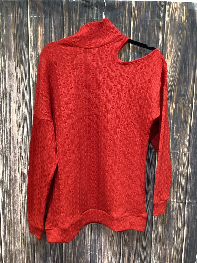 Southern Grace Off the Shoulder Sweater, Red