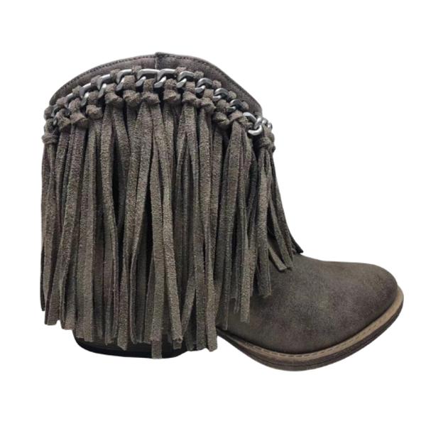 Very G "Juno" Taupe Fringe Bootie