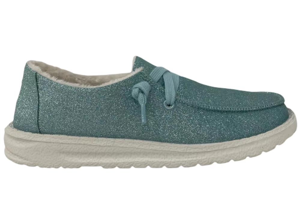 Gypsy Jazz Kid's "Lil Holly Glitter" Turquoise Slip-on Shoes